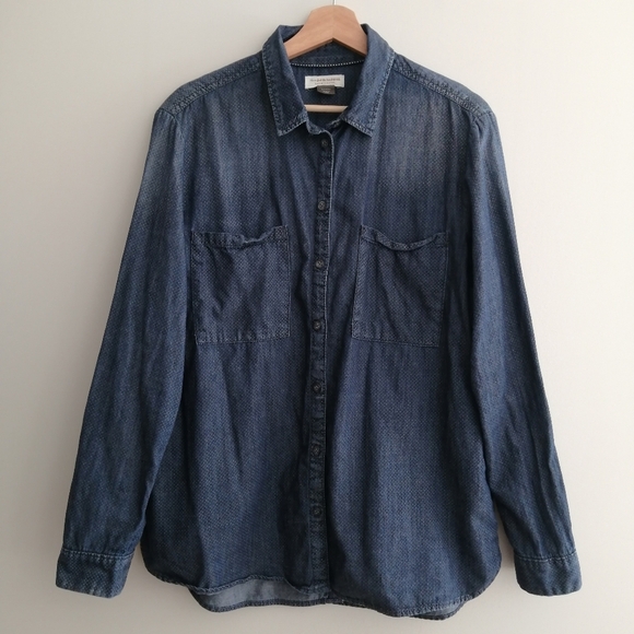 Anthropologie Pilcro Chambray Button Up Split Back Large - Picture 2 of 16